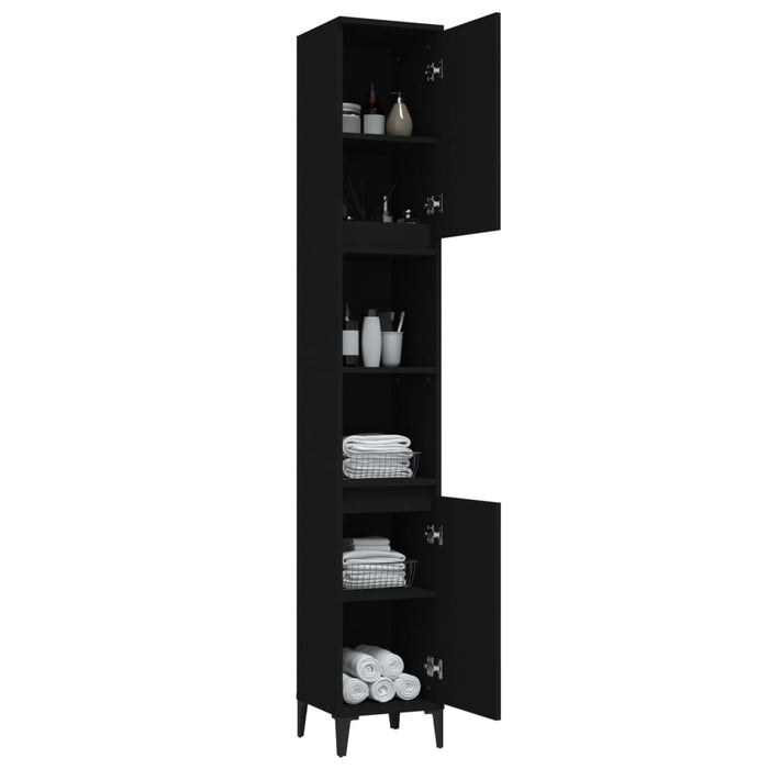 Dulap de baie, negru, 30x30x190 cm, lemn prelucrat WALTI