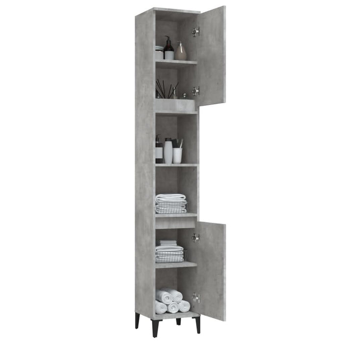 Dulap de baie, gri beton, 30x30x190 cm, lemn prelucrat - WALTI WALTI