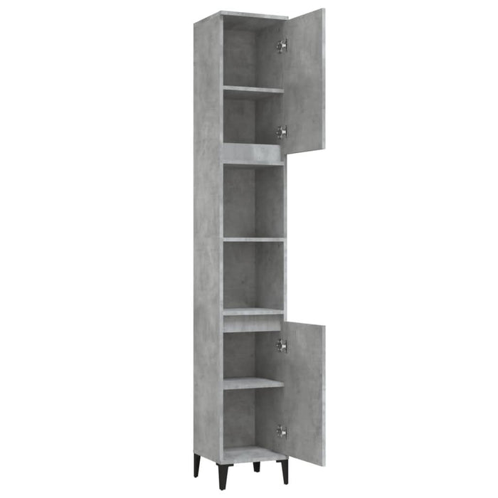 Dulap de baie, gri beton, 30x30x190 cm, lemn prelucrat - WALTI WALTI