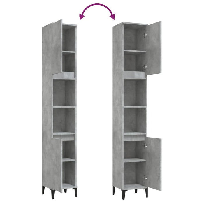 Dulap de baie, gri beton, 30x30x190 cm, lemn prelucrat - WALTI WALTI