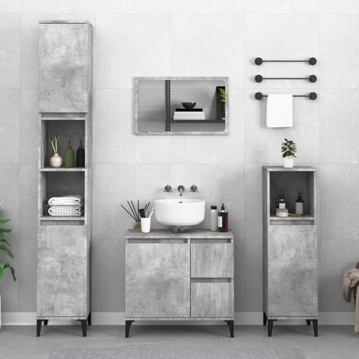 Dulap de baie, gri beton, 30x30x190 cm, lemn prelucrat - WALTI WALTI