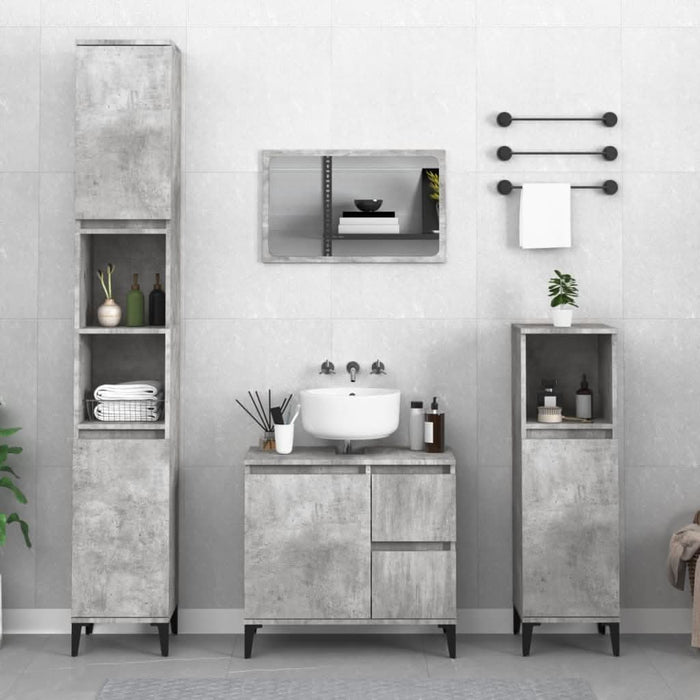 Dulap de baie, gri beton, 30x30x190 cm, lemn prelucrat - WALTI WALTI