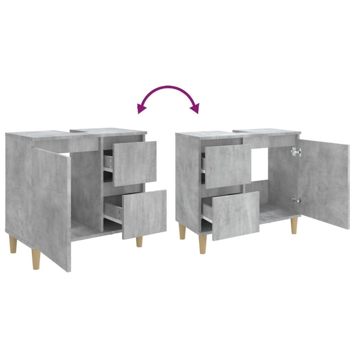 Dulap de baie, gri beton, 65x33x60 cm, lemn prelucrat - WALTI WALTI