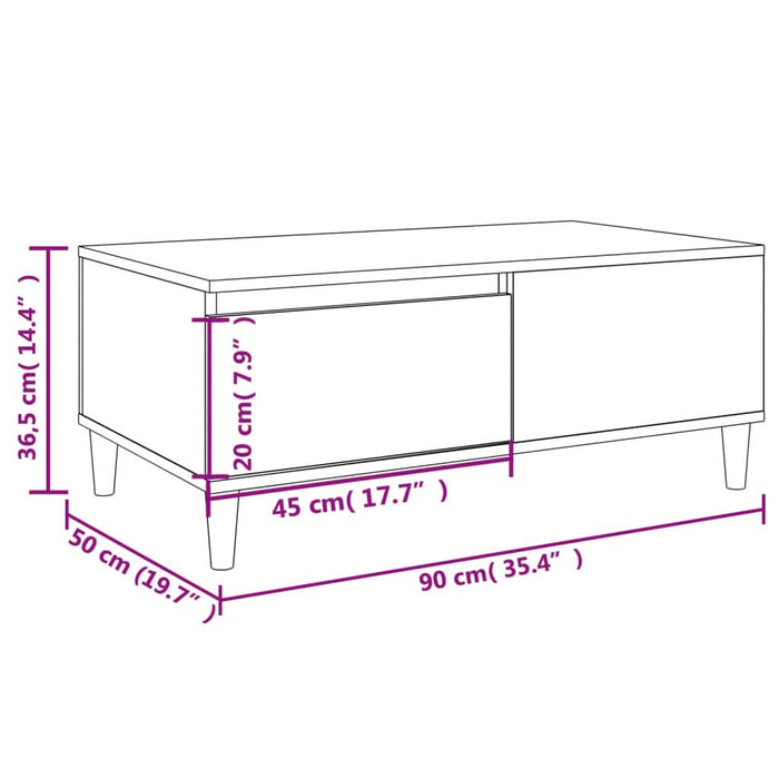 Măsuță de cafea, gri beton, 90x50x36,5 cm, lemn compozit - WALTI WALTI