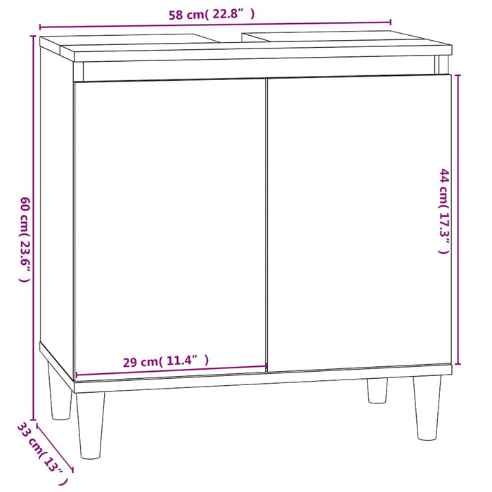 Dulap de chiuvetă, gri beton, 58x33x60 cm, lemn prelucrat WALTI