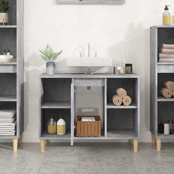 Dulap de chiuvetă, gri beton, 80x33x60 cm, lemn prelucrat WALTI