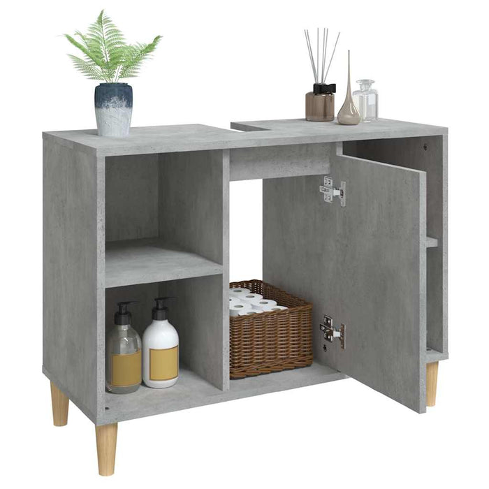 Dulap de chiuvetă, gri beton, 80x33x60 cm, lemn prelucrat WALTI