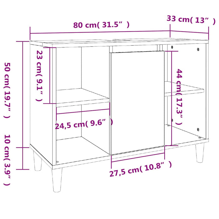 Dulap de chiuvetă, gri beton, 80x33x60 cm, lemn prelucrat WALTI