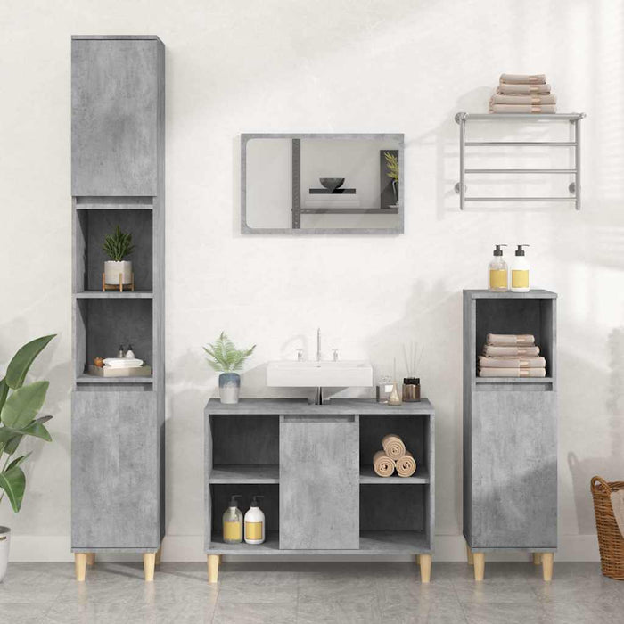 Dulap de chiuvetă, gri beton, 80x33x60 cm, lemn prelucrat WALTI
