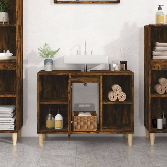 Dulap de chiuvetă, stejar afumat, 80x33x60 cm, lemn prelucrat - WALTI WALTI
