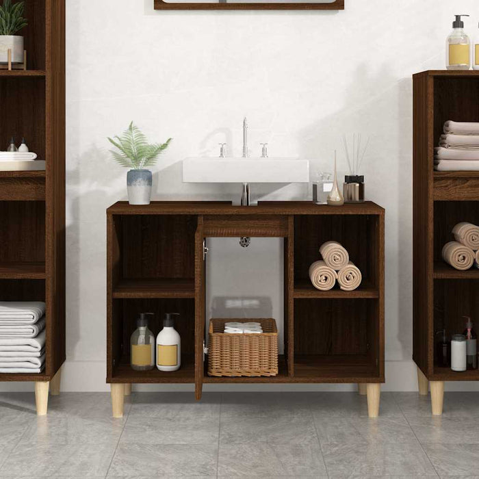 Dulap de chiuvetă, stejar maro, 80x33x60 cm, lemn prelucrat WALTI