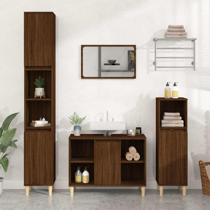 Dulap de chiuvetă, stejar maro, 80x33x60 cm, lemn prelucrat WALTI
