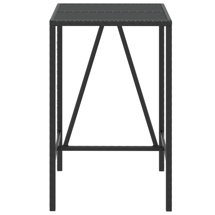 Masă de bar cu blat din sticlă, negru, 70x70x110 cm, poliratan WALTI
