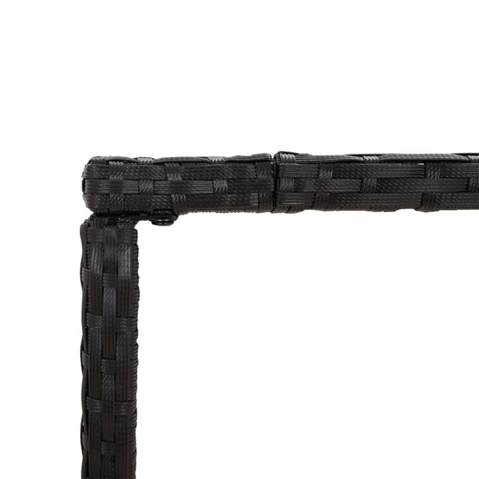 Masă de bar cu blat din sticlă, negru, 70x70x110 cm, poliratan WALTI