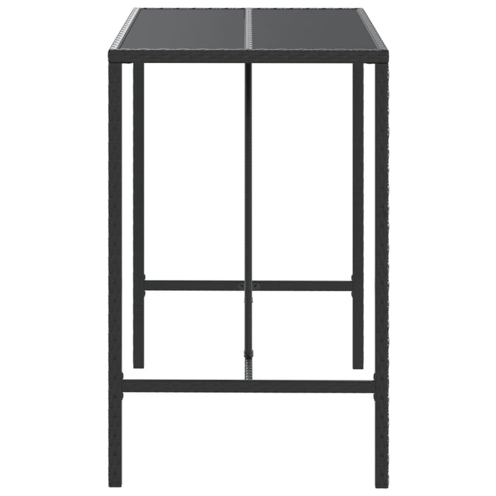 Masă de bar cu blat din sticlă, negru, 110x70x110 cm, poliratan - WALTI WALTI
