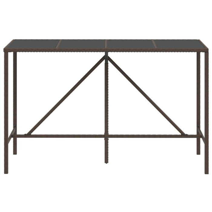 Masă de bar cu blat din sticlă, maro, 180x70x110 cm, poliratan - WALTI WALTI