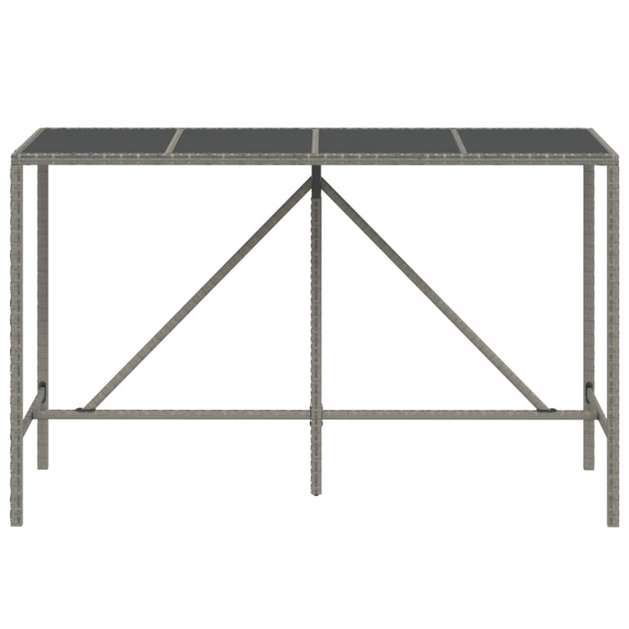 Masă de bar cu blat din sticlă, gri, 180x70x110 cm, poliratan - WALTI WALTI