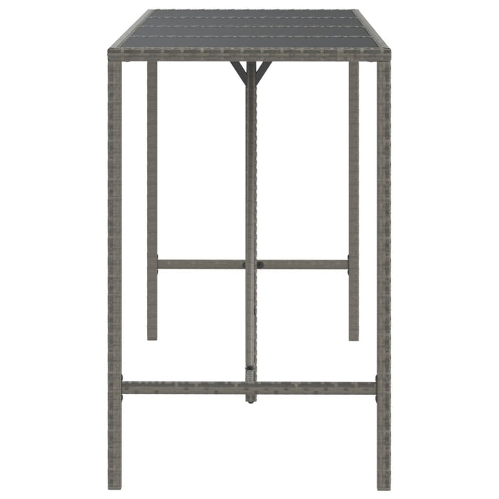 Masă de bar cu blat din sticlă, gri, 180x70x110 cm, poliratan - WALTI WALTI