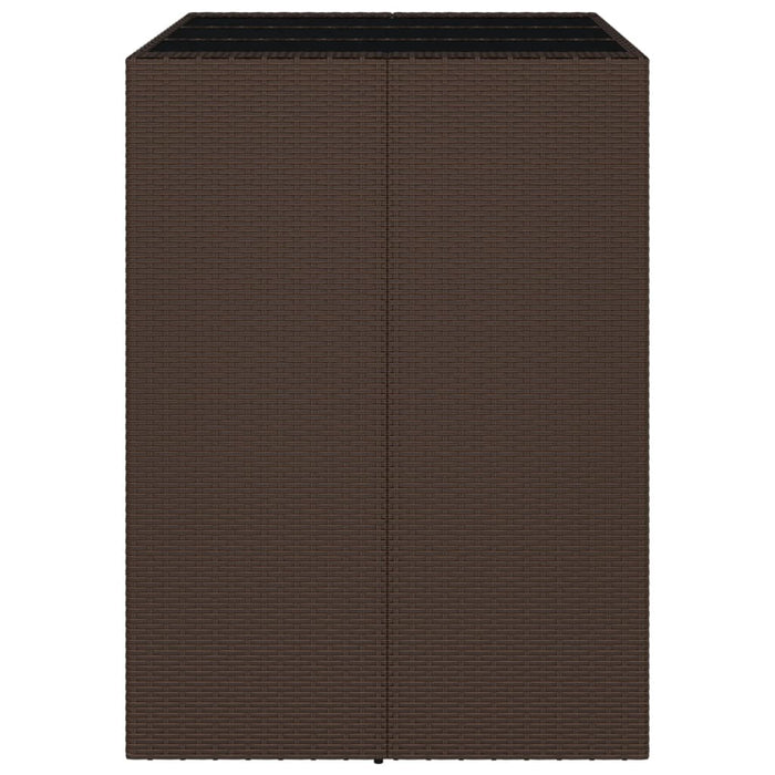 Masă de bar cu blat din sticlă, maro, 105x80x110 cm, poliratan - WALTI WALTI