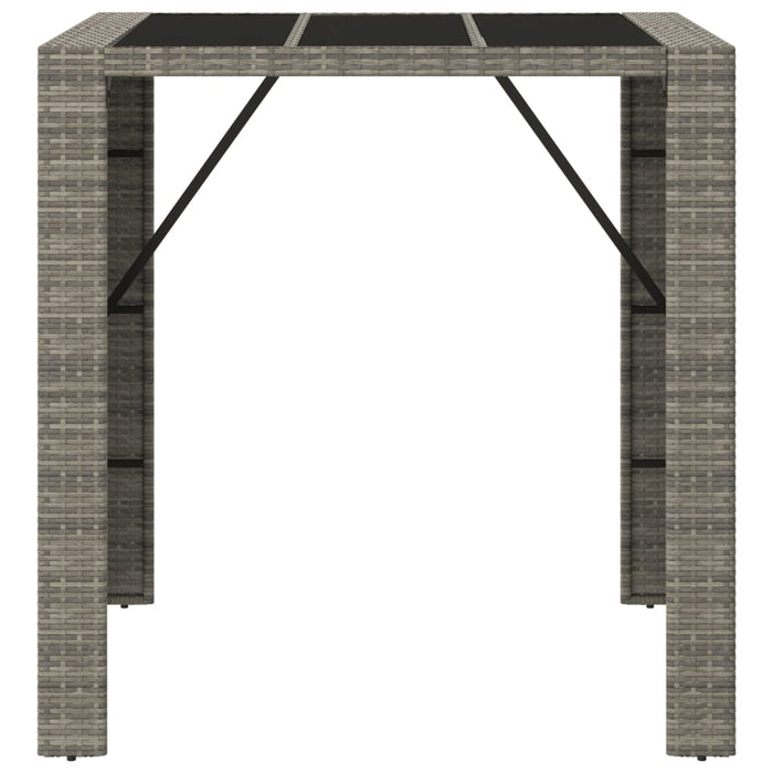 Masă de bar cu blat din sticlă, gri, 105x80x110 cm, poliratan - WALTI WALTI