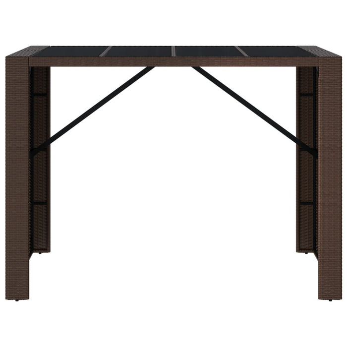 Masă de bar cu blat din sticlă, maro, 145x80x110 cm, poliratan - WALTI WALTI