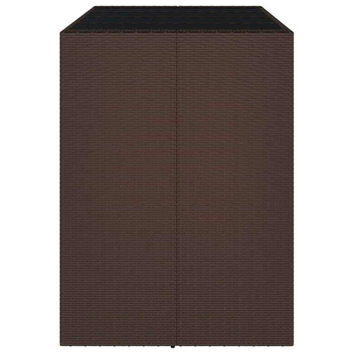 Masă de bar cu blat din sticlă, maro, 145x80x110 cm, poliratan - WALTI WALTI