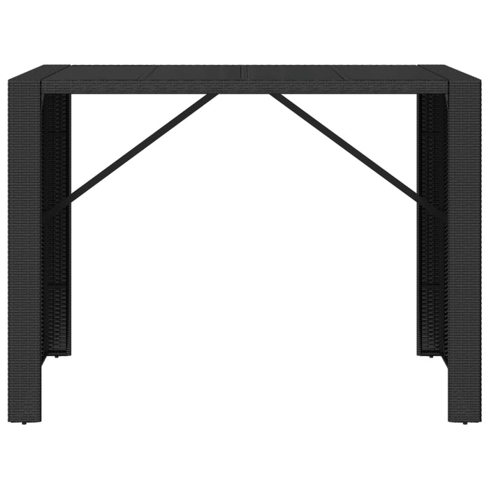 Masă de bar cu blat din sticlă, negru, 145x80x110 cm, poliratan WALTI