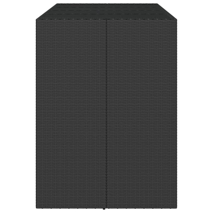Masă de bar cu blat din sticlă, negru, 145x80x110 cm, poliratan WALTI
