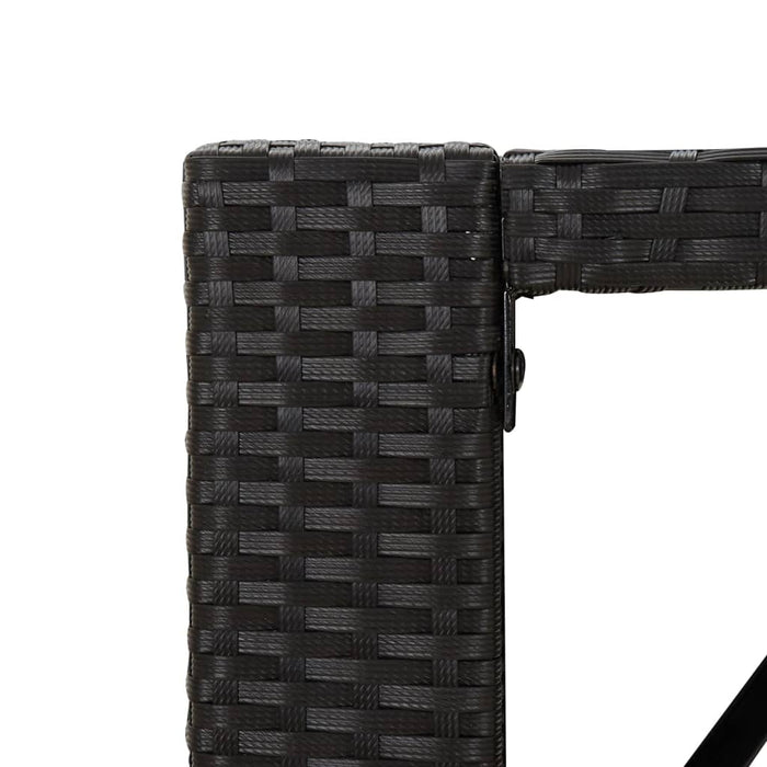 Masă de bar cu blat din sticlă, negru, 145x80x110 cm, poliratan WALTI