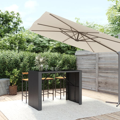 Masă de bar cu blat din sticlă, negru, 145x80x110 cm, poliratan - WALTI WALTI