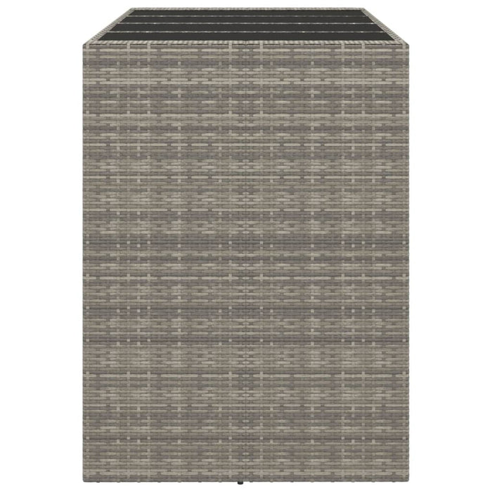 Masă de bar cu blat din sticlă, gri, 145x80x110 cm, poliratan WALTI