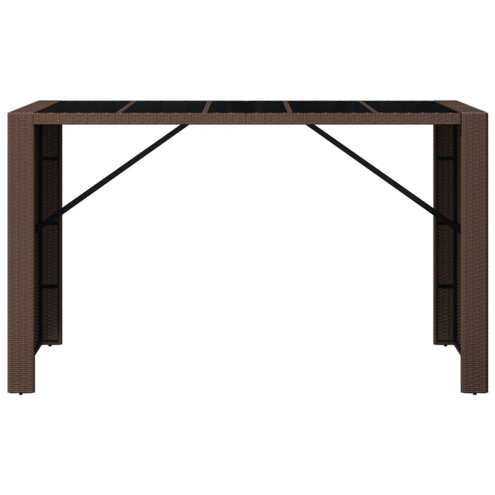 Masă grădină cu blat din sticlă, maro, 185x80x110 cm, poliratan - WALTI WALTI