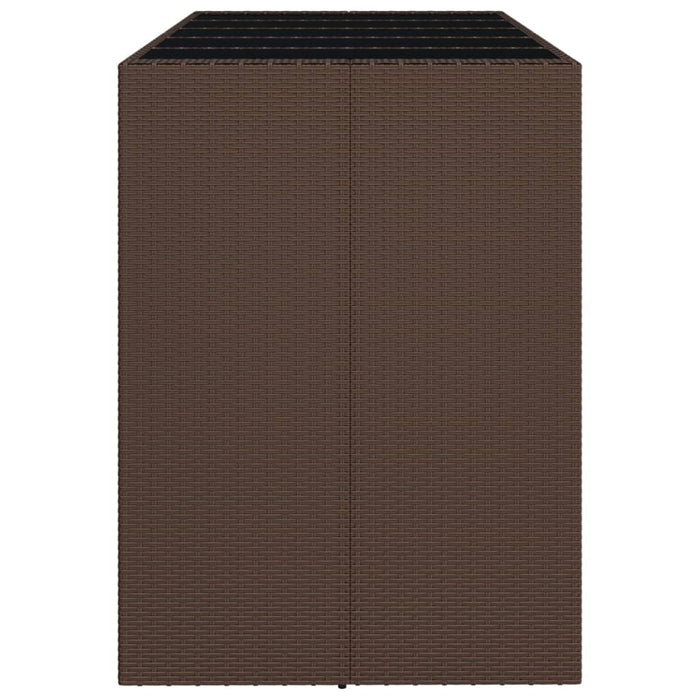 Masă grădină cu blat din sticlă, maro, 185x80x110 cm, poliratan - WALTI WALTI