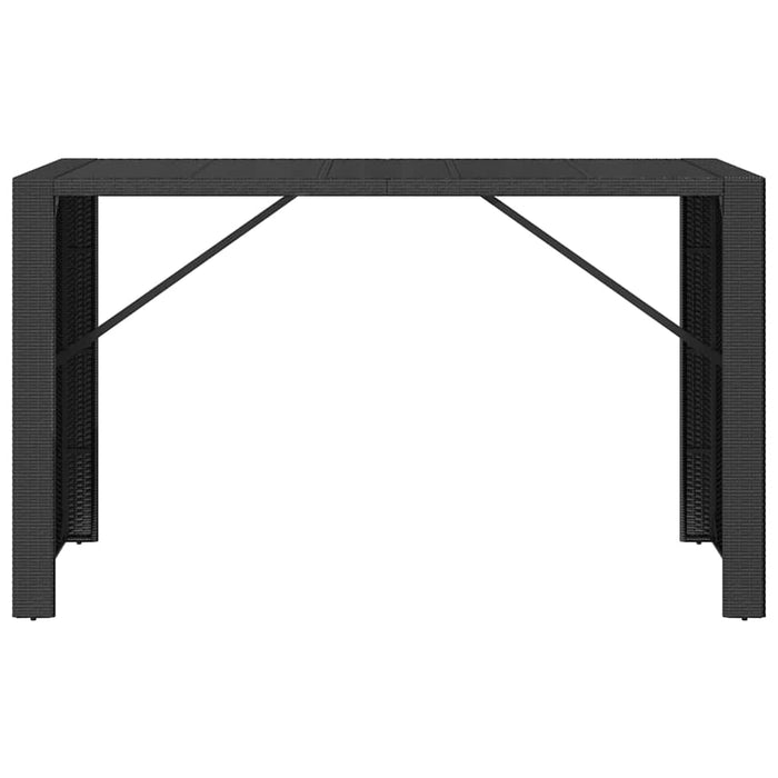 Masă de bar cu blat din sticlă, negru, 185x80x110 cm, poliratan - WALTI WALTI