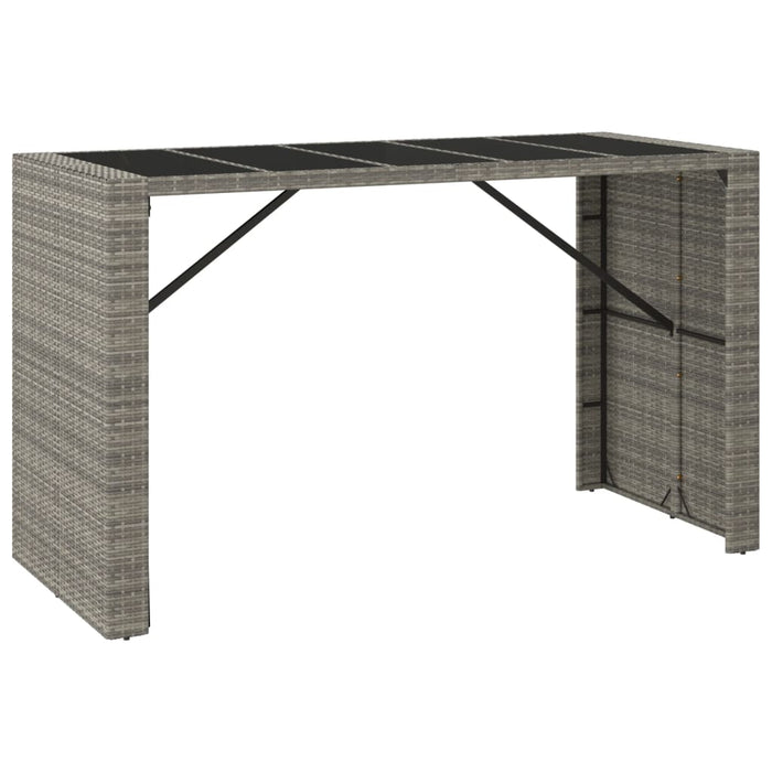 Masă de bar cu blat din sticlă, gri, 185x80x110 cm, poliratan - WALTI WALTI