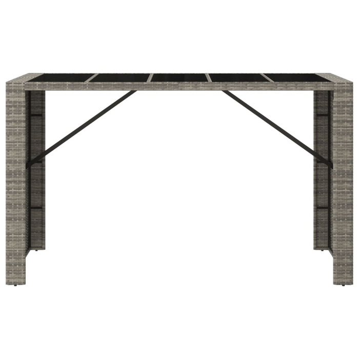 Masă de bar cu blat din sticlă, gri, 185x80x110 cm, poliratan - WALTI WALTI