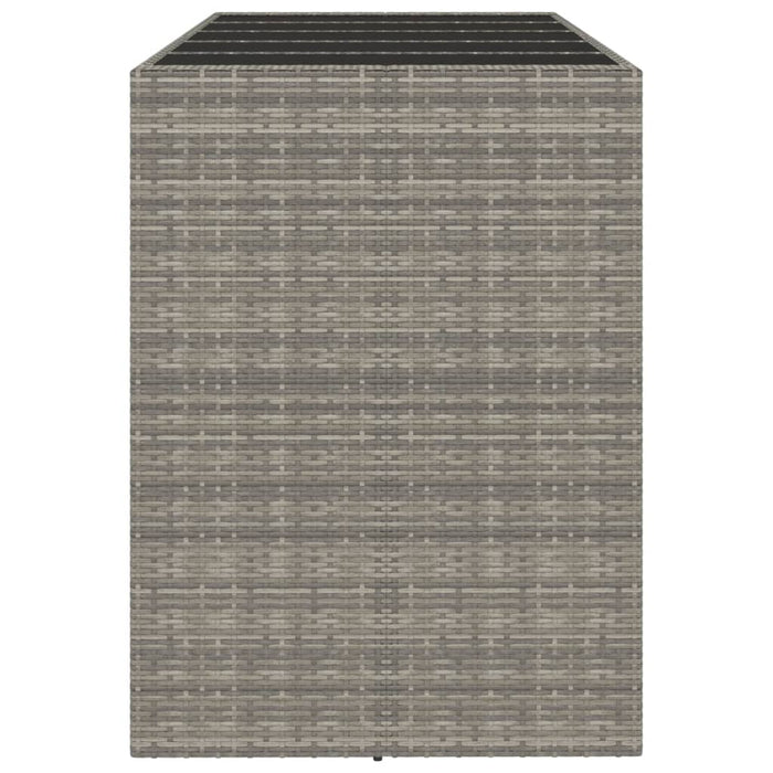 Masă de bar cu blat din sticlă, gri, 185x80x110 cm, poliratan - WALTI WALTI
