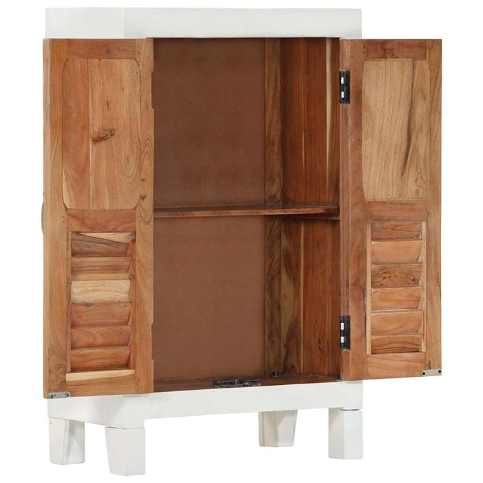 Servantă, alb, 55x30x90 cm, lemn masiv de acacia WALTI