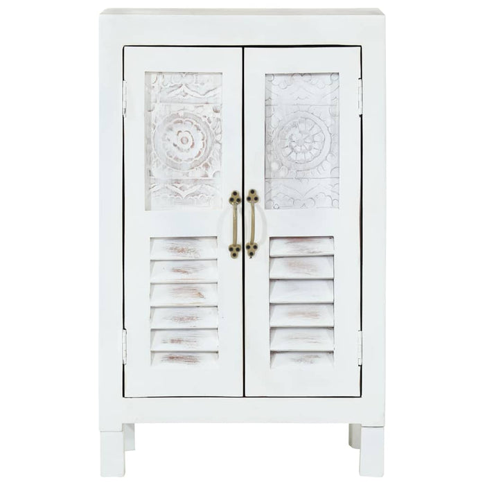Servantă, alb, 55x30x90 cm, lemn masiv de acacia WALTI