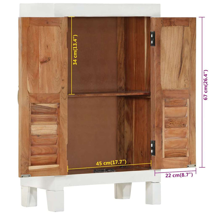 Servantă, alb, 55x30x90 cm, lemn masiv de acacia WALTI