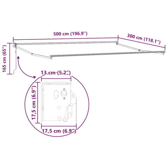 Electric Awning Frame 5 x 3 m Alb Powder-Coated Aluminium - WALTI WALTI
