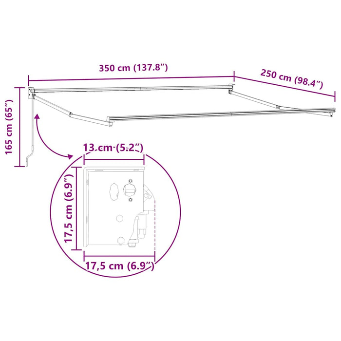 Cadru pentru cort retractabil Antracit 350 x 250 cm Aluminiu WALTI