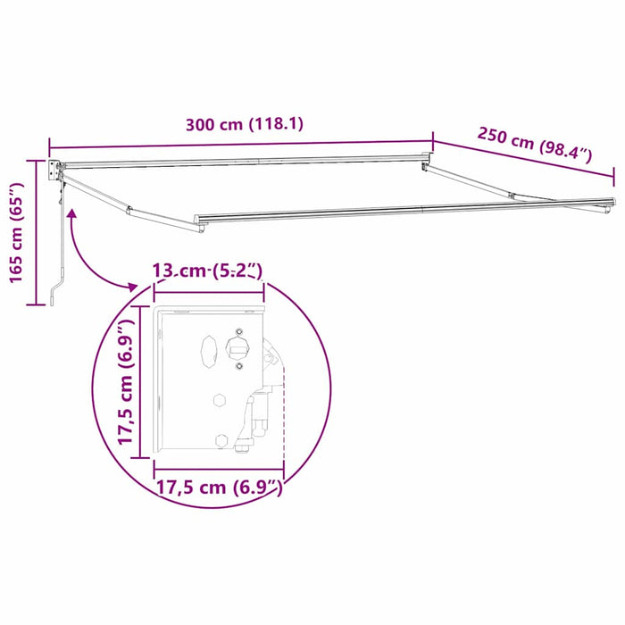 Cadru pentru cort retractabil Antracit 300 x 250 cm Aluminiu WALTI