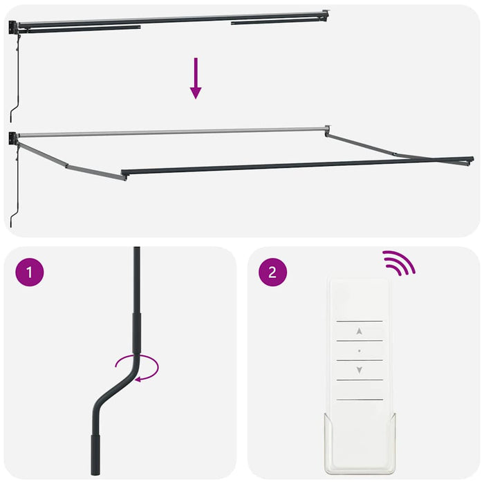 Electric Awning Frame 4 x 3 m Antracit Powder-Coated Aluminium WALTI