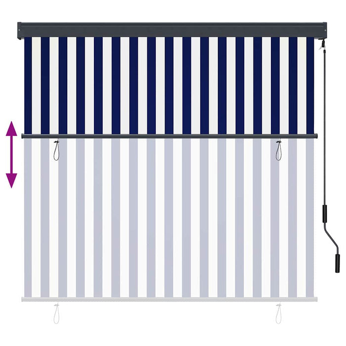 Rulou textil Albastru și Alb 180 x 250 cm Țesătură și Aluminiu - WALTI WALTI