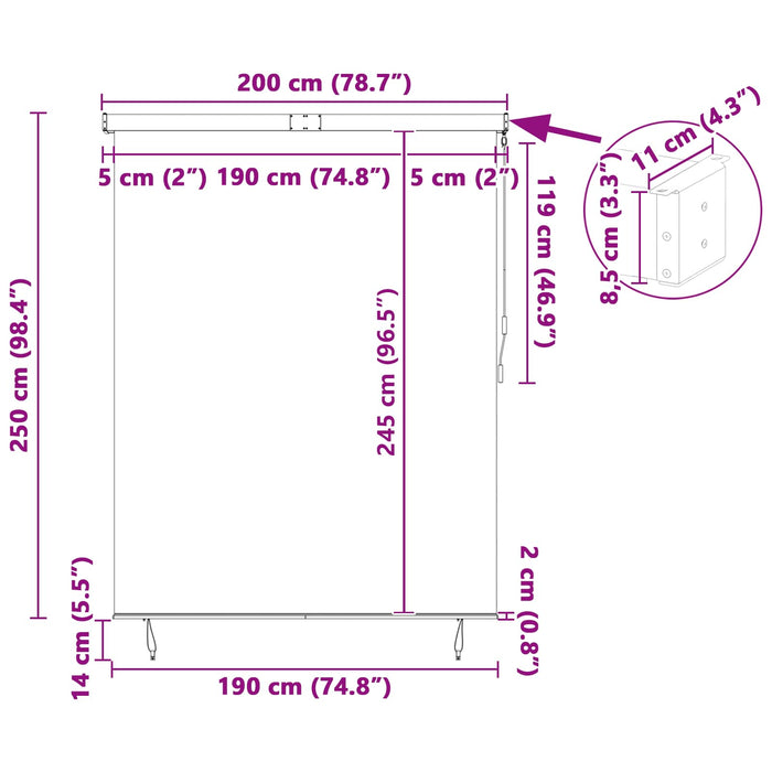 Rulou textil Albastru și Alb 200 x 250 cm Țesătură și Aluminiu WALTI