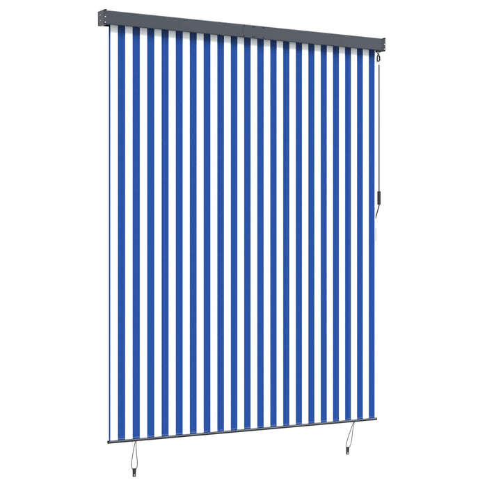 Rulou textil Albastru și Alb 200 x 250 cm Țesătură și Aluminiu WALTI