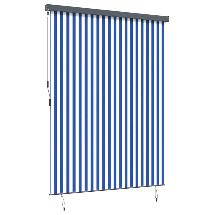 Rulou textil Albastru și Alb 200 x 250 cm Țesătură și Aluminiu WALTI