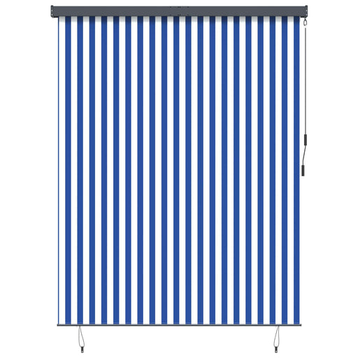 Rulou textil Albastru și Alb 200 x 250 cm Țesătură și Aluminiu - WALTI WALTI