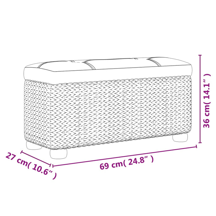 Bănci de depozitare, 2 buc., cu pernă gri, 69 cm, papură WALTI